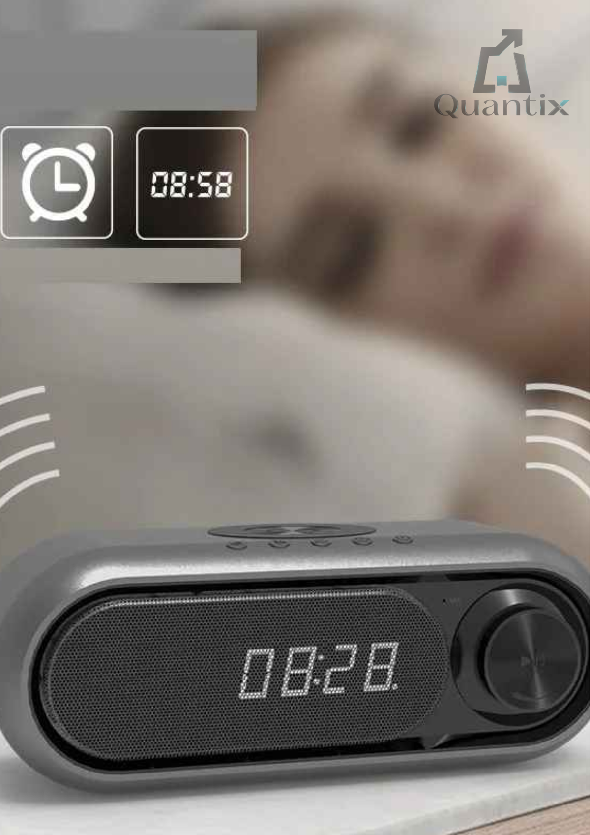 Parlante Rectangular Radio con Carga Inalámbrica 4 en 1