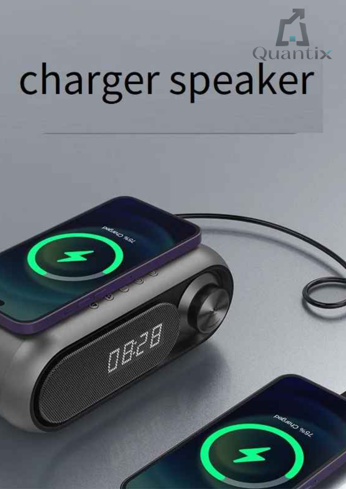 Parlante Rectangular Radio con Carga Inalámbrica 4 en 1